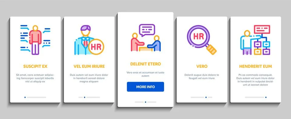 Hr Human Resources Onboarding Elements Icons Set Vector Stock Illustration