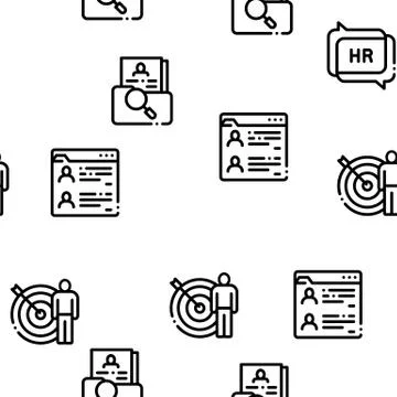 Hr Human Resources Seamless Pattern Vector Stock Illustration