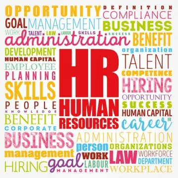 HR - Human Resources word cloud collage, business concept background Stock Illustration