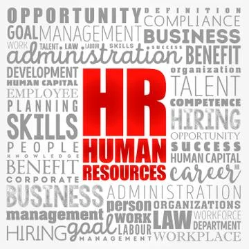 HR - Human Resources word cloud collage, business concept background Stock Illustration