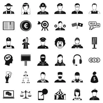 Hr icons set, simple style Illustrazione stock