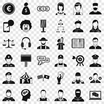 Hr icons set, simple style Stock Illustration