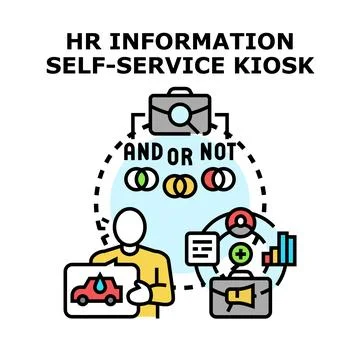 Hr information self service system managing employee data Stock Illustration