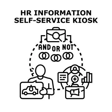 Hr information self service system managing employee data Stock Illustration
