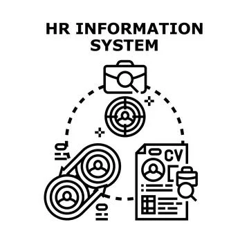 Hr information system managing human resources data Stock Illustration