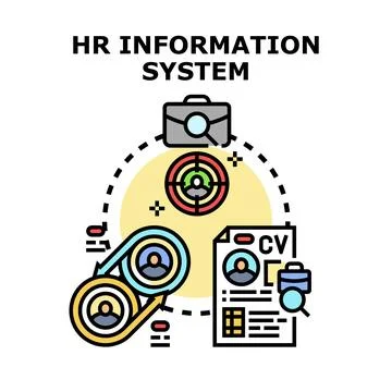 Hr information system managing human resources data Stock Illustration