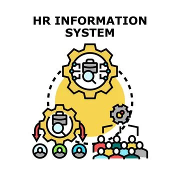Hr information system managing human resources process Stock Illustration