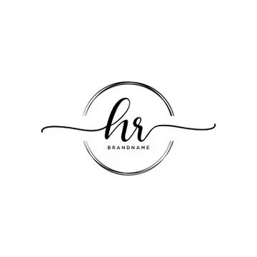 HR Initial handwriting logo with circle template vector Stock Illustration