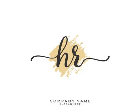 HR Initial handwriting logo design Stock Illustration