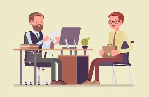 HR interview, screening, talking with job applicant Stock Illustration