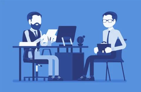 HR interview, screening, talking with job applicant Stock Illustration