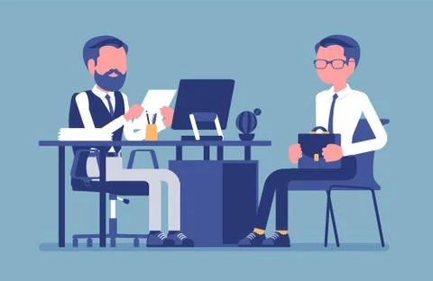 HR interview, screening, talking with job applicant Stock Illustration