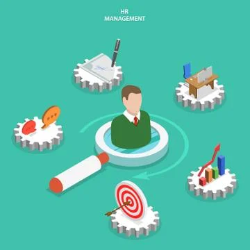 HR management flat isometric vector concept. Stock Illustration