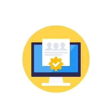 HR management, planning software icon Illustrazione stock