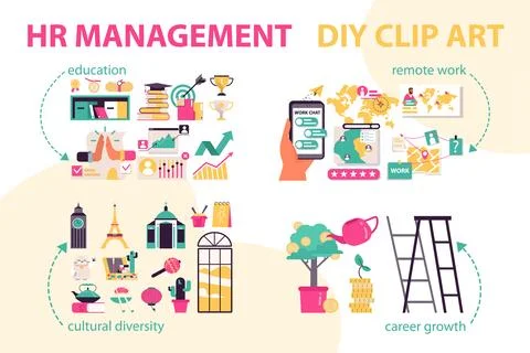 HR management set. Vector illustration. 库存插图