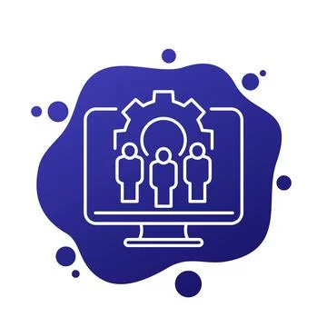 HR management software line icon for web Stock Illustration