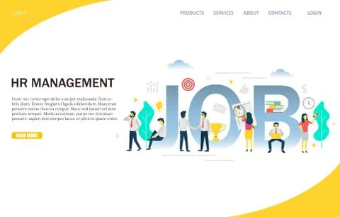HR management vector website landing page design template Stock Illustration