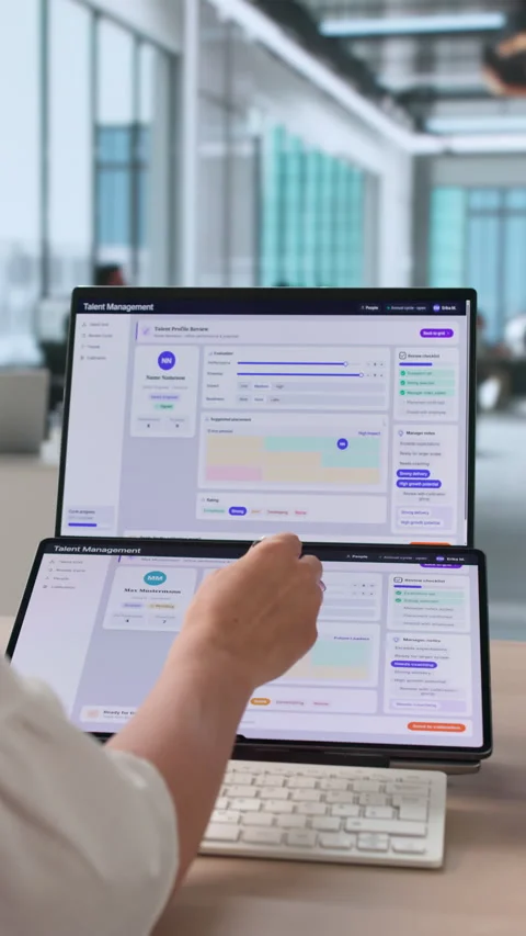 HR Manager And Team Using Software Stock Footage 337226434