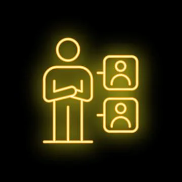 Hr manager choosing candidate from group of applicants neon sign icon 스톡 일러스트