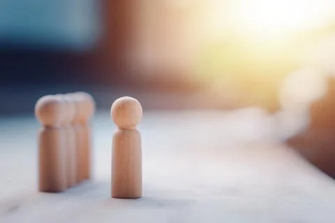 HR manager (human resources) or Employer. Person wooden doll is leader stan.. Stock Photos