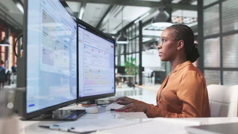 HR Manager Reviews Employee Performance Data Stock Footage 337644571