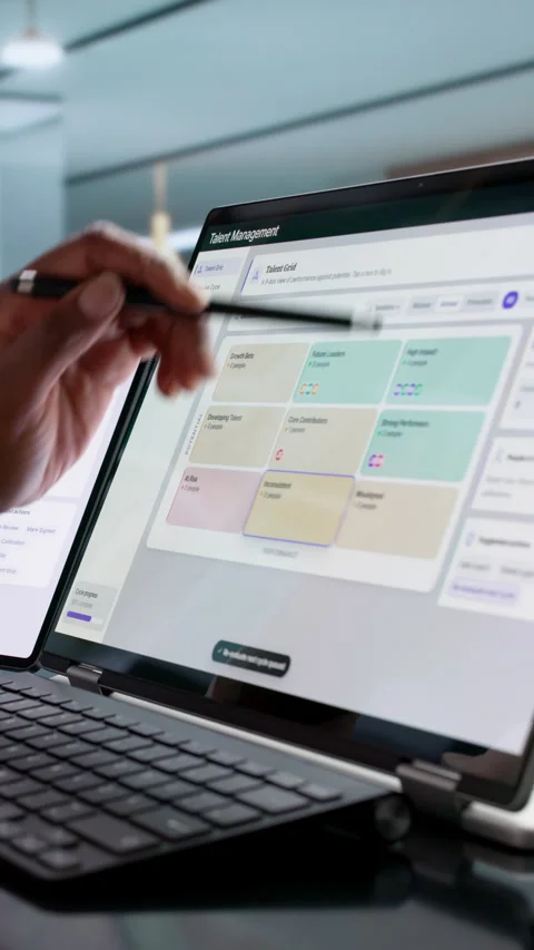 HR Manager Using Laptop To Plan Employee Development Stock Footage 345317360