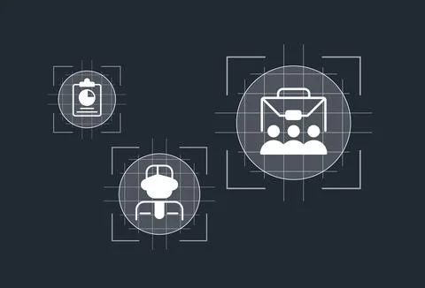 HR manager work concept design template with white glyph icons Stock Illustration