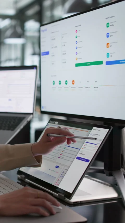 HR Manager Working On Payroll Software Stock Footage 337642973
