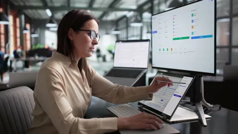 HR Manager Working On Payroll Software Stock Footage 339907892