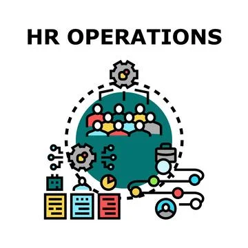 Hr operations managing business processes and human resources Stock Illustration