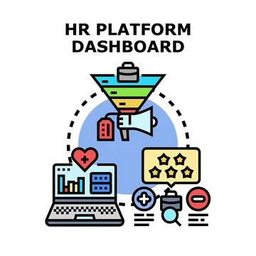 Hr platform dashboard managing human resources processes Stock Illustration
