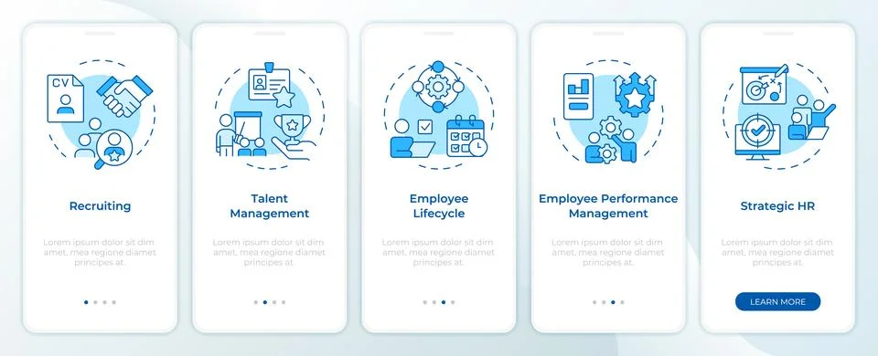 HR process blue onboarding mobile app screen 스톡 일러스트