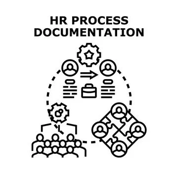 Hr process documentation and human resources management Stock Illustration