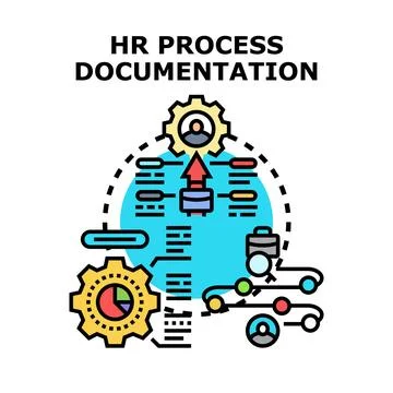 Hr process documentation management and optimization concept Stock Illustration