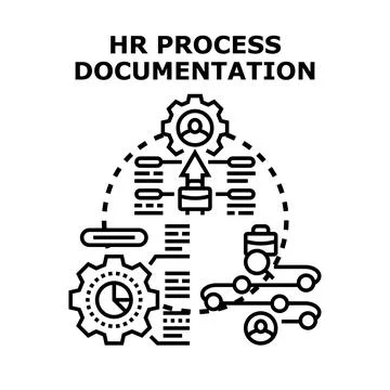 Hr process documentation management and optimization concept Stock Illustration