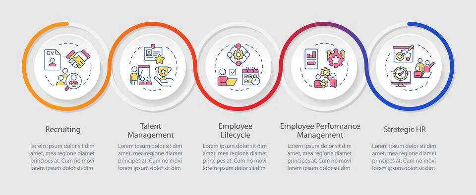 HR process infographics circles sequence 스톡 일러스트