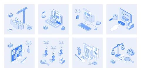 HR Process Isometric Concepts Illustrazione stock