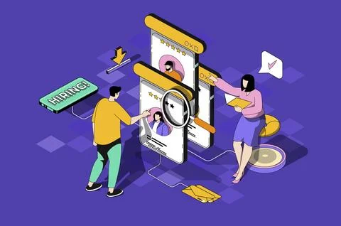 HR Process Isometric Illustration Illustrazione stock