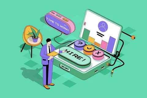 HR Process Isometric Scene Stock Illustration