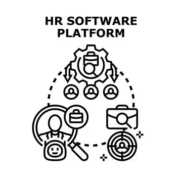 Hr software platform vector illustration optimizing human capital Stock Illustration