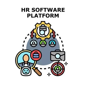 Hr software platform vector illustration optimizing human capital Stock Illustration