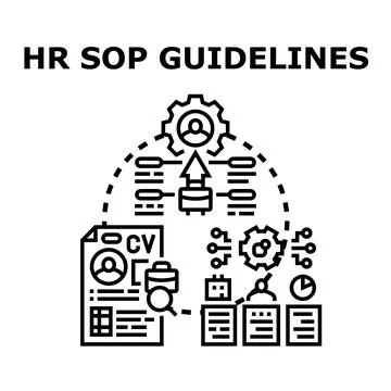 Hr sop guidelines vector concept icons Stock Illustration