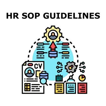 Hr sop guidelines vector concept icons Stock Illustration