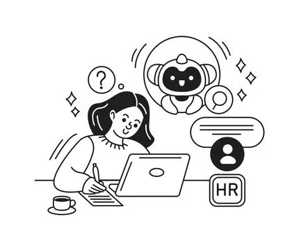 HR Specialist Using AI Technology at Work Stock Illustration