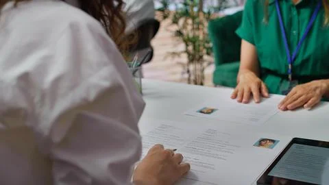 HR staff going through the selection process phase of the recruitment activity Stock Photos