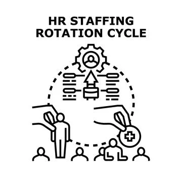 Hr staffing rotation cycle vector concept illustration 스톡 일러스트