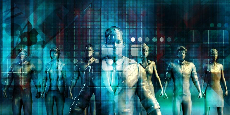 HR Strategy Background with Artificial Intelligence Stock Illustration