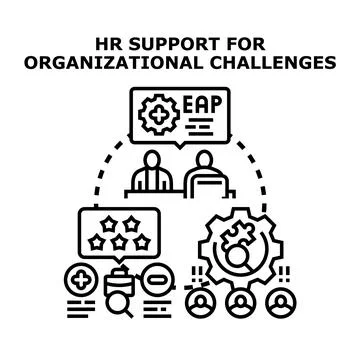 Hr support addressing organizational challenges and employee well being 库存插图