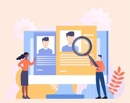 HR team analyzing candidate profiles. Vector illustration Stock Illustration