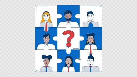 HR team puzzle with missing piece doodle animation Stock Footage 313594532